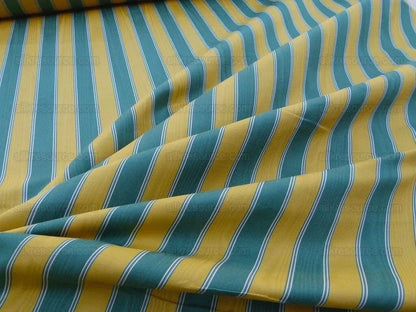 Belle Isle Stripe Evergreen Gold Brown Scalamandre Cotton Faille from France MSRP 200/y
