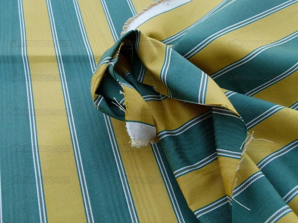 Belle Isle Stripe Evergreen Gold Brown Scalamandre Cotton Faille from France MSRP 200/y