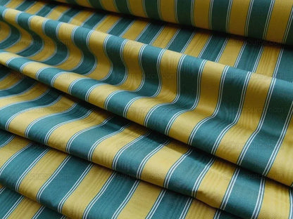 Belle Isle Stripe Evergreen Gold Brown Scalamandre Cotton Faille from France MSRP 200/y