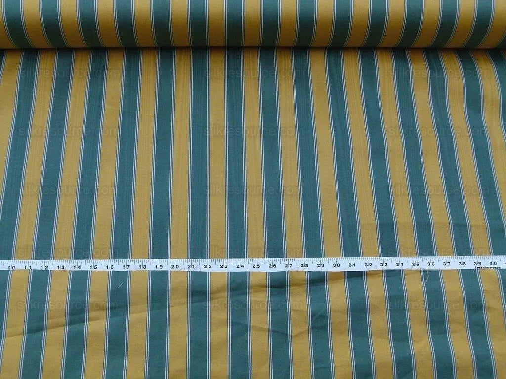 Belle Isle Stripe Evergreen Gold Brown Scalamandre Cotton Faille from France MSRP 200/y