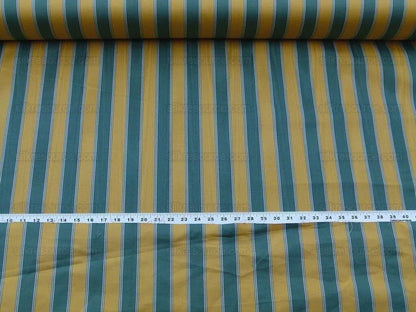 Belle Isle Stripe Evergreen Gold Brown Scalamandre Cotton Faille from France MSRP 200/y