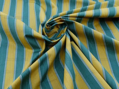 Belle Isle Stripe Evergreen Gold Brown Scalamandre Cotton Faille from France MSRP 200/y