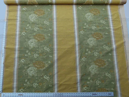 by yard Scalamandre Villa Ornella Stripe Moss &amp; Brass Silk Huge Stripe Old World Weavers MSRP USD 300/y