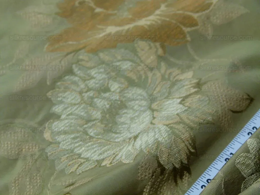 by yard Scalamandre Villa Ornella Stripe Moss &amp; Brass Silk Huge Stripe Old World Weavers MSRP USD 300/y