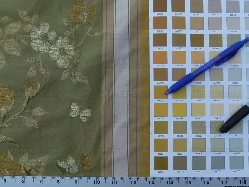 by yard Scalamandre Villa Ornella Stripe Moss &amp; Brass Silk Huge Stripe Old World Weavers MSRP USD 300/y