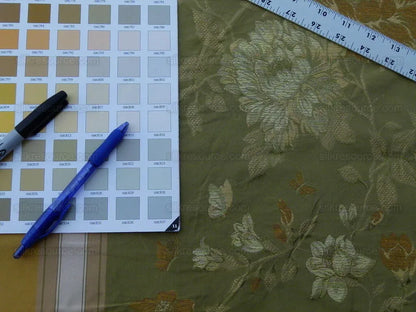 by yard Scalamandre Villa Ornella Stripe Moss &amp; Brass Silk Huge Stripe Old World Weavers MSRP USD 300/y