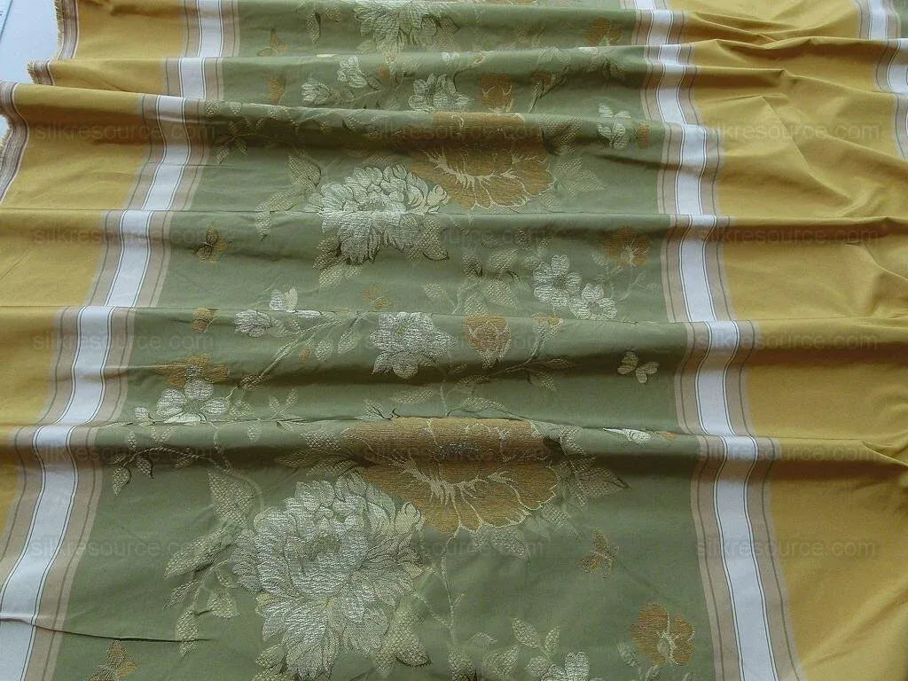 by yard Scalamandre Villa Ornella Stripe Moss &amp; Brass Silk Huge Stripe Old World Weavers MSRP USD 300/y