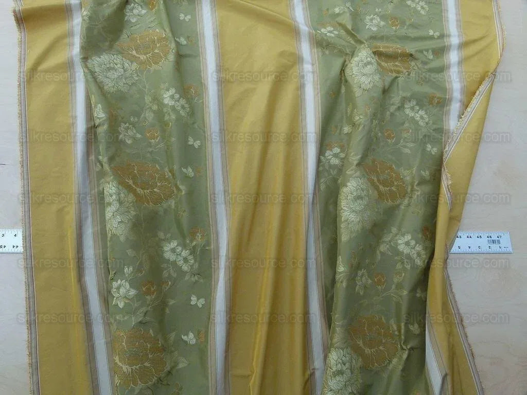 by yard Scalamandre Villa Ornella Stripe Moss &amp; Brass Silk Huge Stripe Old World Weavers MSRP USD 300/y
