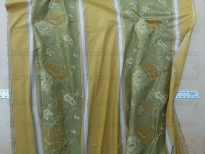 by yard Scalamandre Villa Ornella Stripe Moss &amp; Brass Silk Huge Stripe Old World Weavers MSRP USD 300/y