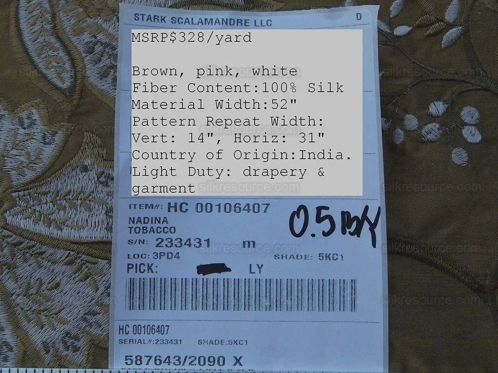 Nadina Tobacco Brown Scalamandre Silk Embroidery MSRP USD 328/y
