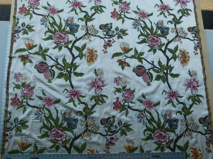 Scalamandre Frida Kahlo Cream/multi Mexican Floral &amp; Fruits Frida Kahlo Old World Weavers Flower Lampas MSRP USD 546/y