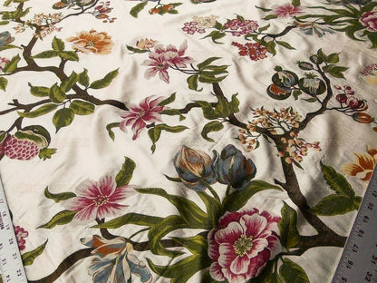Scalamandre Frida Kahlo Cream/multi Mexican Floral & Fruits Frida Kahlo Old World Weavers Flower Lampas MSRP USD 546/y