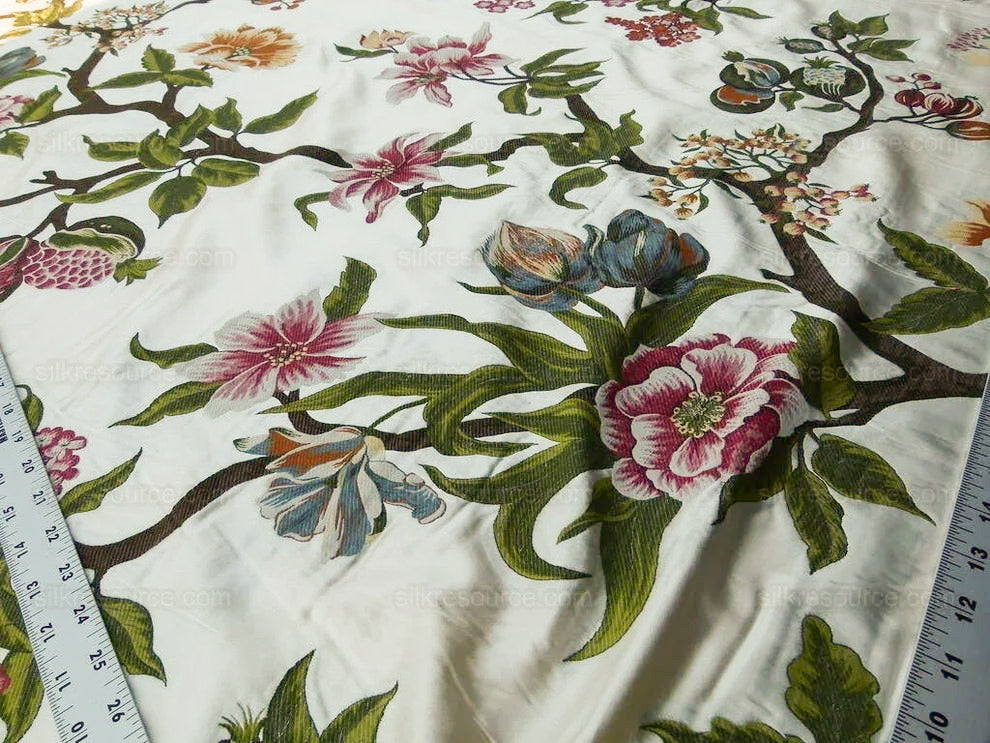 Scalamandre Frida Kahlo Cream/multi Mexican Floral & Fruits Frida Kahlo Old World Weavers Flower Lampas MSRP USD 546/y