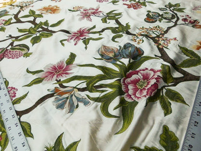 Scalamandre Frida Kahlo Cream/multi Mexican Floral & Fruits Frida Kahlo Old World Weavers Flower Lampas MSRP USD 546/y