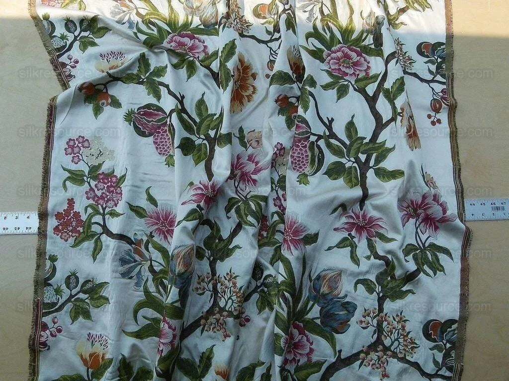 Scalamandre Frida Kahlo Cream/multi Mexican Floral &amp; Fruits Frida Kahlo Old World Weavers Flower Lampas MSRP USD 546/y