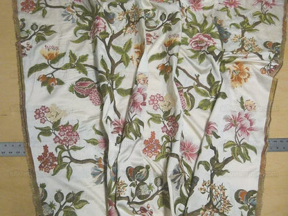 Scalamandre Frida Kahlo Cream/multi Mexican Floral & Fruits Frida Kahlo Old World Weavers Flower Lampas MSRP USD 546/y