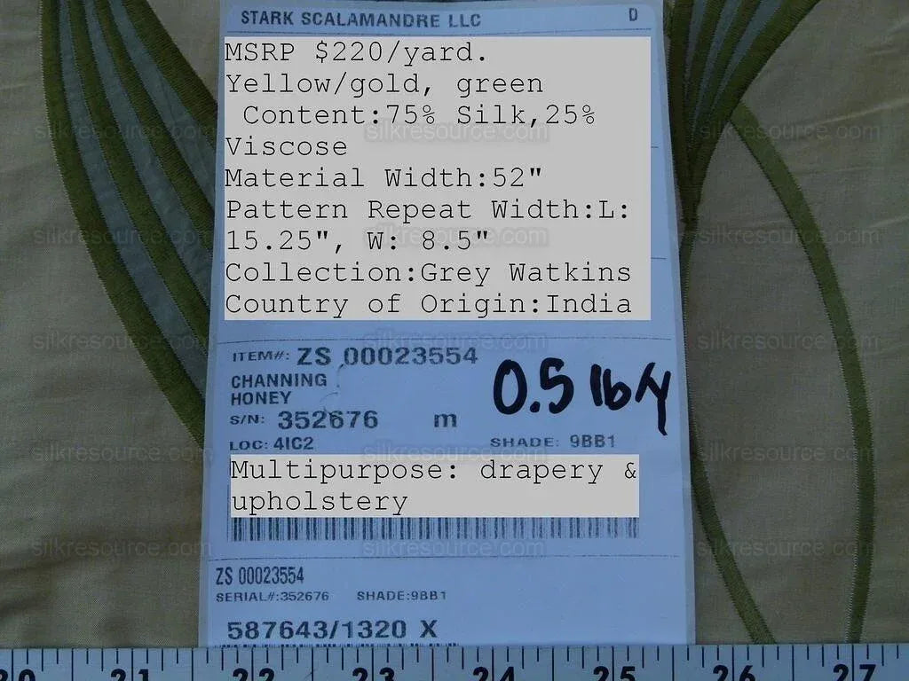 Stunning Scalamandre Fabric - Channing Willow Leaf Honey  Silk Embroidery