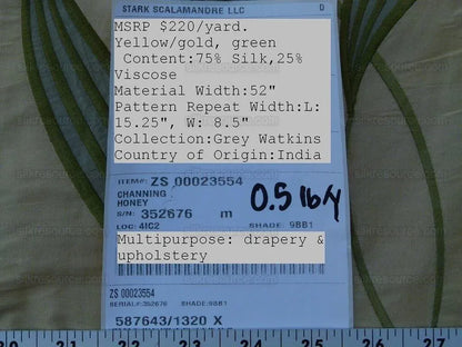 Stunning Scalamandre Fabric - Channing Willow Leaf Honey  Silk Embroidery