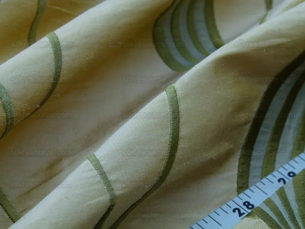 Stunning Scalamandre Fabric - Channing Willow Leaf Honey  Silk Embroidery