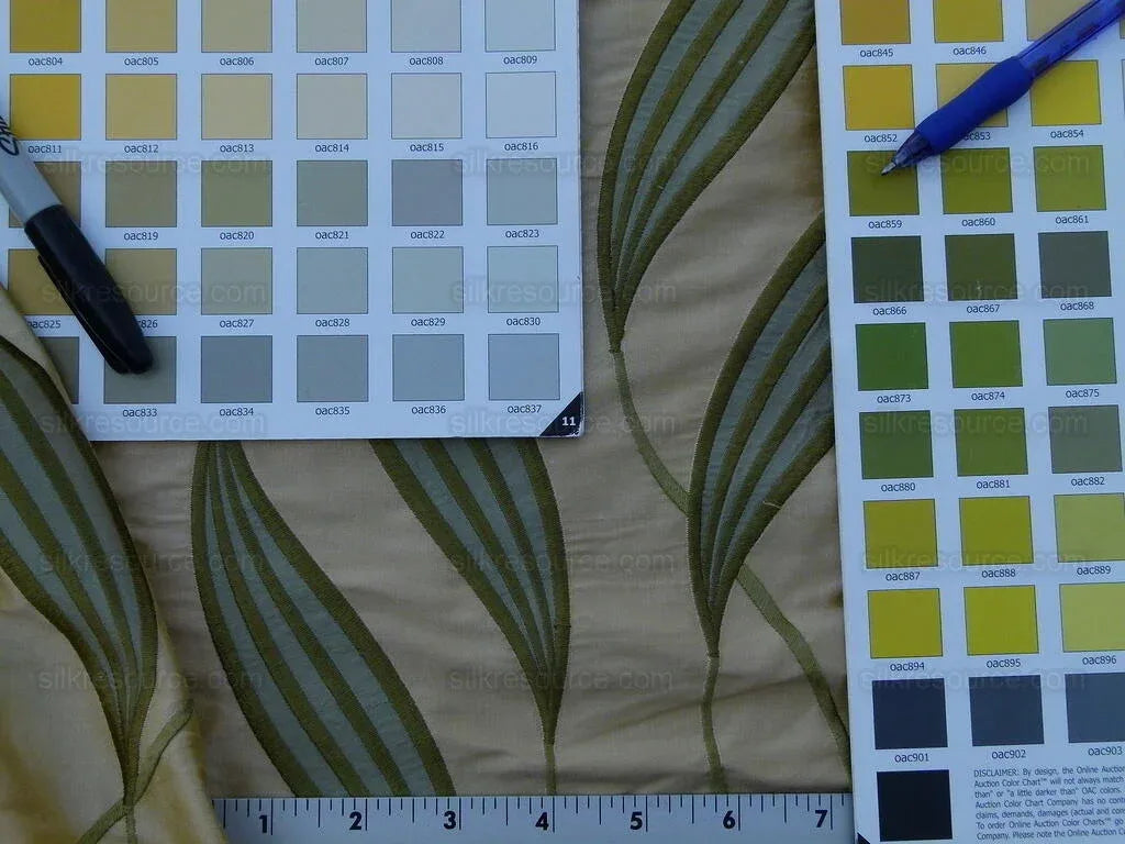 Stunning Scalamandre Fabric - Channing Willow Leaf Honey  Silk Embroidery