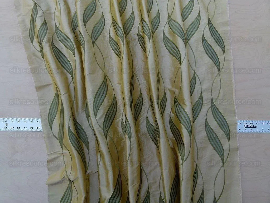 Stunning Scalamandre Fabric - Channing Willow Leaf Honey  Silk Embroidery