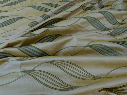Stunning Scalamandre Fabric - Channing Willow Leaf Honey  Silk Embroidery