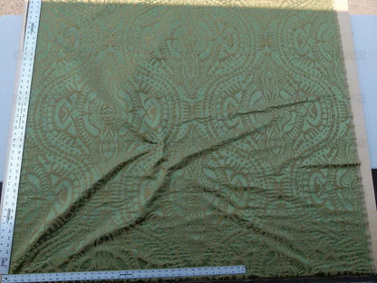By yard Scalamandre Ethnic Damask Green  Cotton Silk Lampas African Abstract MSRP USD 432/Y