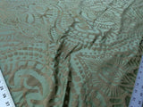 By yard Scalamandre Ethnic Damask Green  Cotton Silk Lampas African Abstract MSRP USD 432/Y