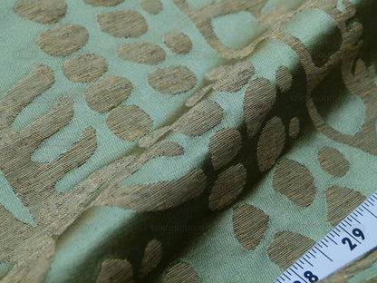 By yard Scalamandre Ethnic Damask Green  Cotton Silk Lampas African Abstract MSRP USD 432/Y