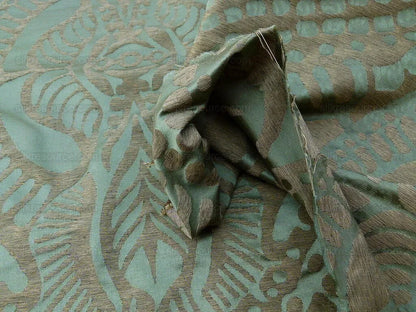 By yard Scalamandre Ethnic Damask Green  Cotton Silk Lampas African Abstract MSRP USD 432/Y