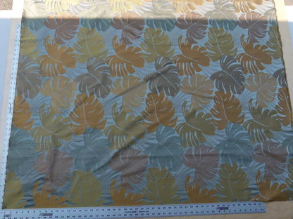 by yard Scalamandre Agostina Blue Foliage 100% Silk Lampas Monstera Leave MSRP USD 234/Y