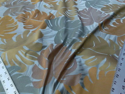 by yard Scalamandre Agostina Blue Foliage 100% Silk Lampas Monstera Leave MSRP USD 234/Y