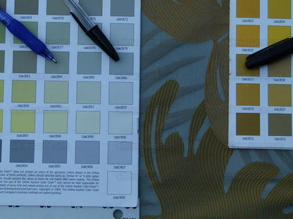 by yard Scalamandre Agostina Blue Foliage 100% Silk Lampas Monstera Leave MSRP USD 234/Y