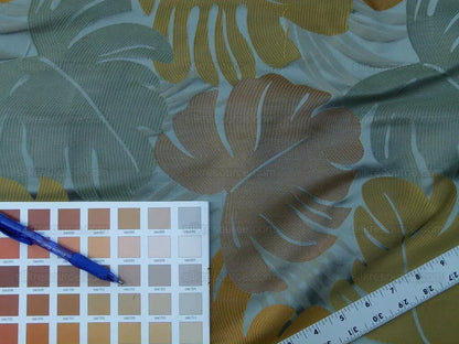 by yard Scalamandre Agostina Blue Foliage 100% Silk Lampas Monstera Leave MSRP USD 234/Y