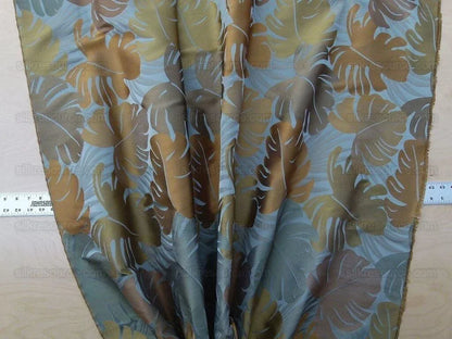 by yard Scalamandre Agostina Blue Foliage 100% Silk Lampas Monstera Leave MSRP USD 234/Y