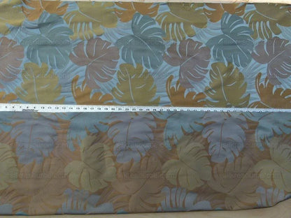 by yard Scalamandre Agostina Blue Foliage 100% Silk Lampas Monstera Leave MSRP USD 234/Y