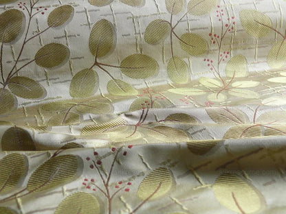 by yard 100%silk Lamas Red Berry Gold Bush Shimmers!