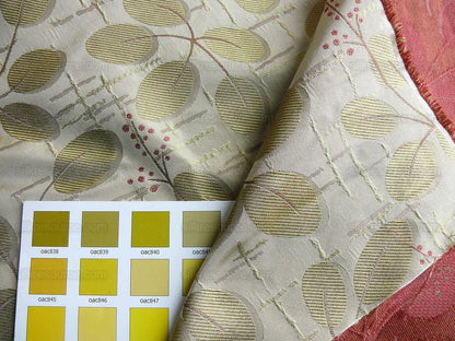 by yard 100%silk Lamas Red Berry Gold Bush Shimmers!