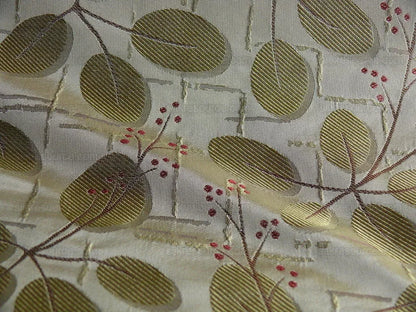 by yard 100%silk Lamas Red Berry Gold Bush Shimmers!