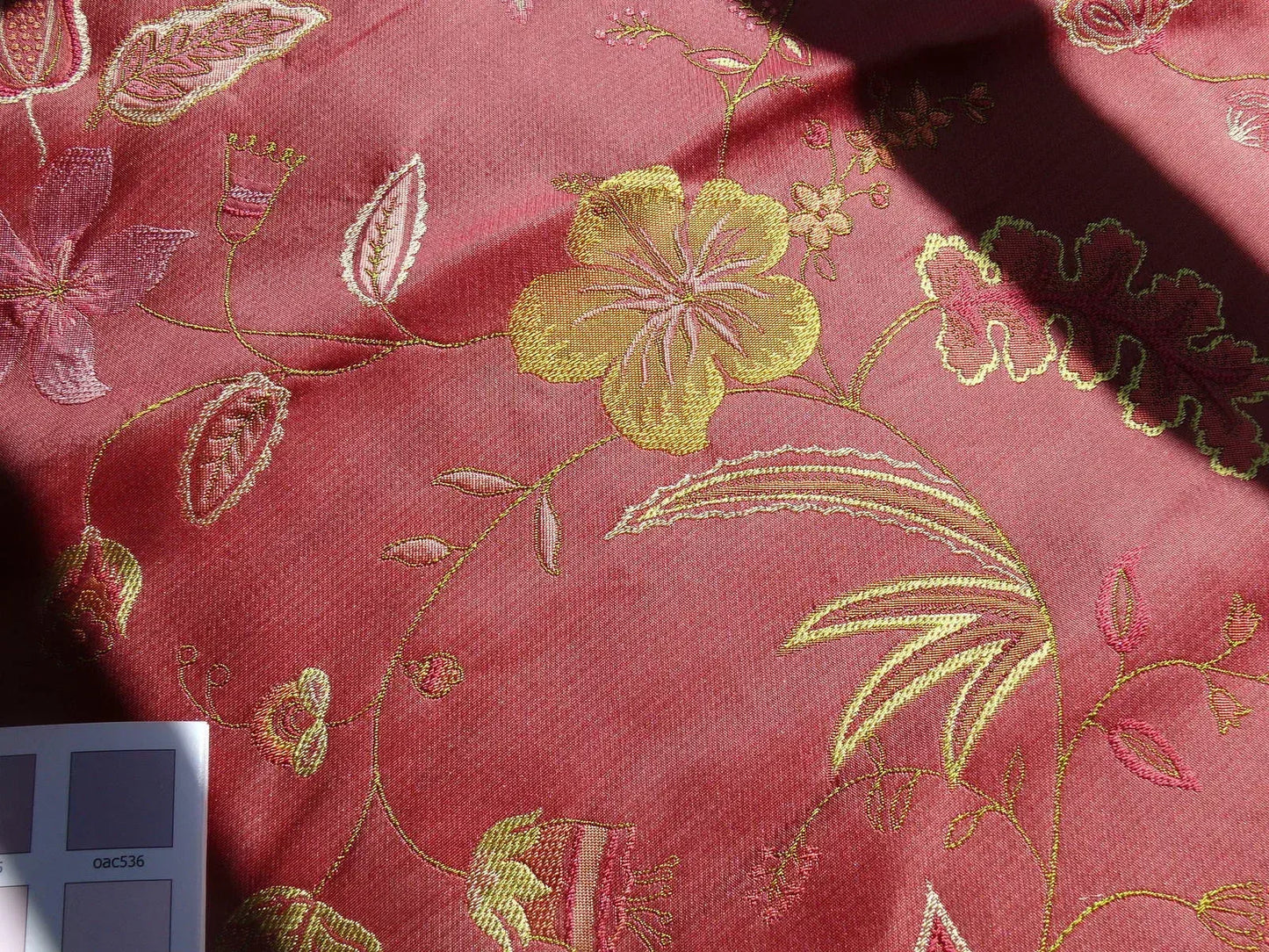 Heavy100%silk Lampas Myth Garden Jiucy Rose Yellow Flower Bty Ms