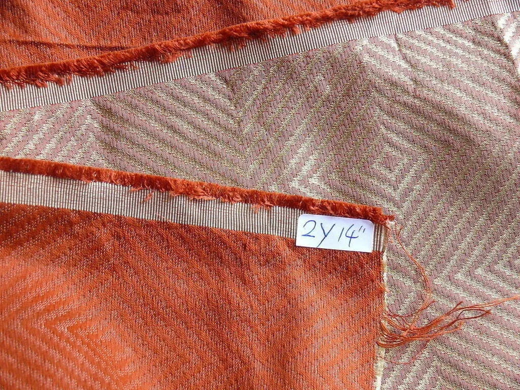 Kravet Coutour Silk Lampas Square Red & Gold 2.2y