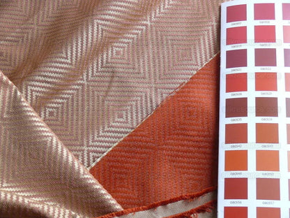 Kravet Coutour Silk Lampas Square Red & Gold 2.2y