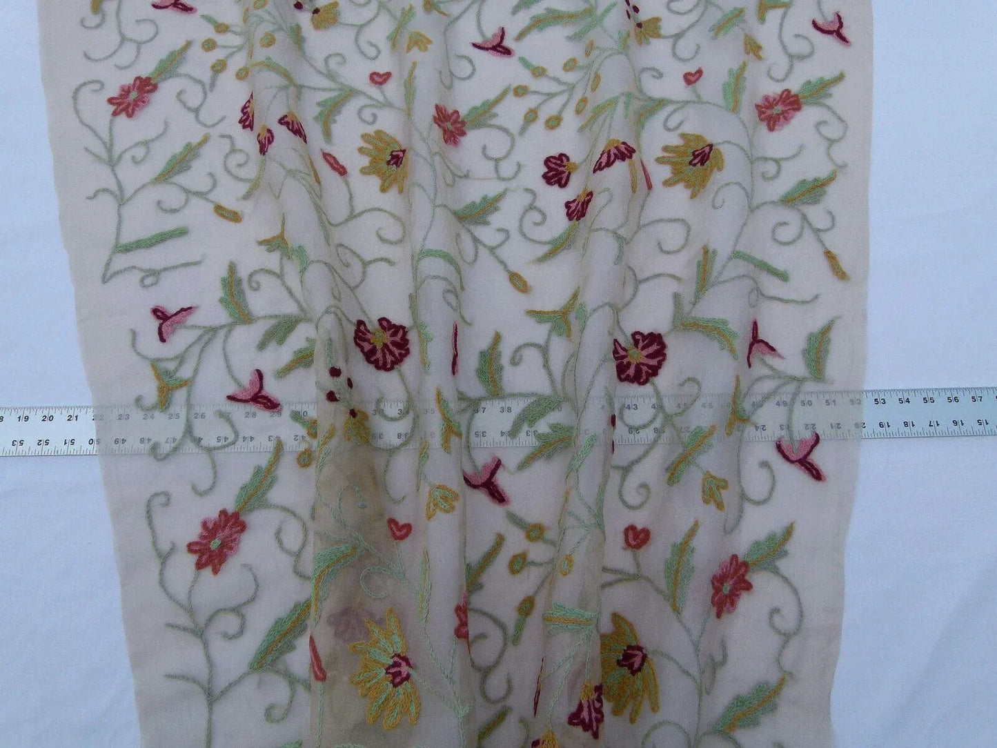 By Yard Kravet Design Embroidered Organza Wool Crewel Red Floral 8515.3 MSRP USD 199/y