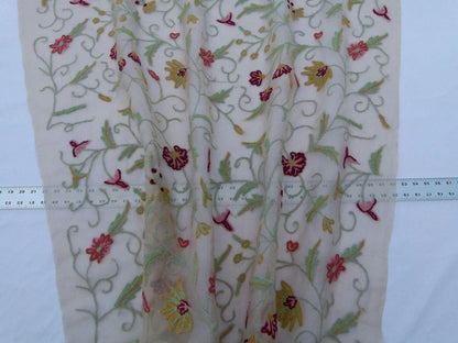 By Yard Kravet Design Embroidered Organza Wool Crewel Red Floral 8515.3 MSRP USD 199/y