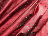 100% SILK SATIN DAMASK CRIMSON RED POLKA DOT GLAMOR