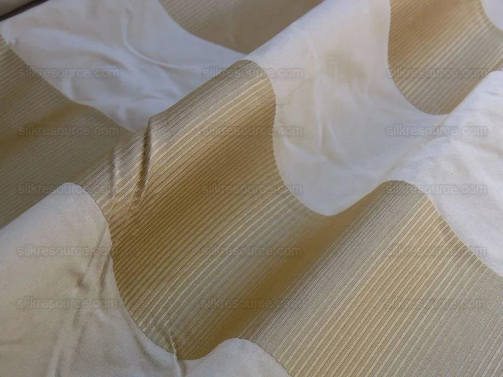 KOPLAVITCH ZIMMER WHITE GOLD SILK SATIN STRIPE HEAVY & BACKED!
