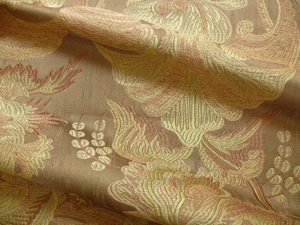 **On hold Coraggio Textile Buonarroti Tobacco Brown Silk Lampas Designed By Michelangelo - 3 yards