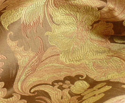 **On hold Coraggio Textile Buonarroti Tobacco Brown Silk Lampas Designed By Michelangelo - 3 yards