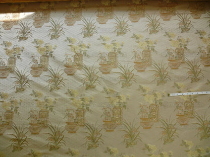 High End 100% silk Jacquard Lampas Chinoisery Gold Peony Basket Vase Creamy "goldspun"