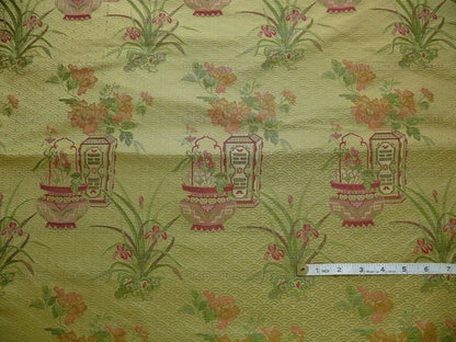 100%silk Chinoisery "carnation"gold Peony Basket Vase Green Purple